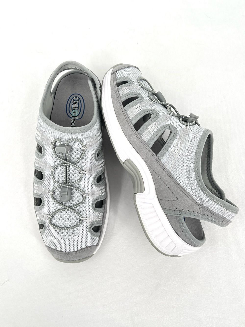 Orthofeet Laguna 807 Gray Knit Orthopedic Closed Toe Sandals Women 10 Wide D